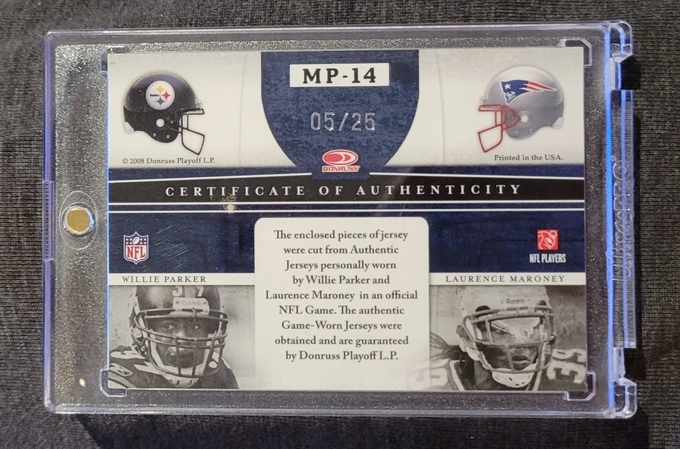 willie parker laurence maroney 2008 leaf limited matching positions dual... - Image 2 of 2