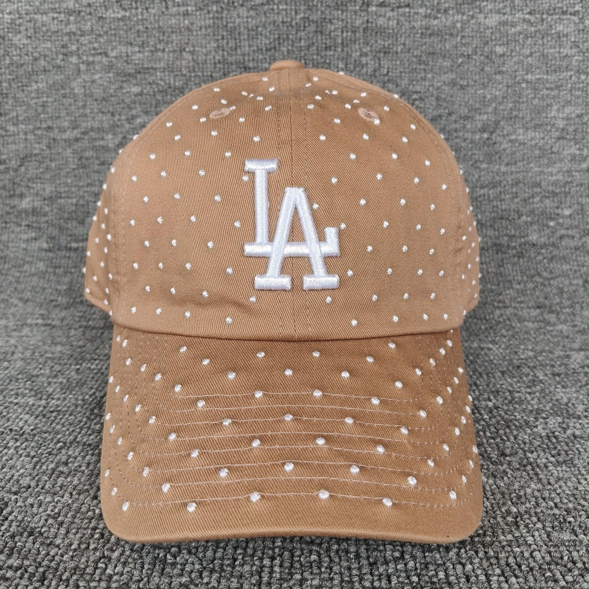 Mitchell & Ness LA Dodgers Beige Rhinestone Strapback Baseball Cap