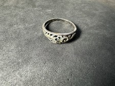 1.47g Vintage Sterling Silver 925 Filigree Pattern Ring Elegant Band M Size 4.5