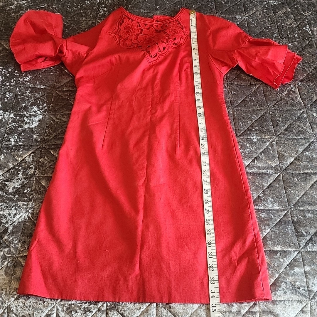 Karen Millen Red fluted Sleeve Floral Embroidered Shift Dress Size 12  Wedding... | eBay UK