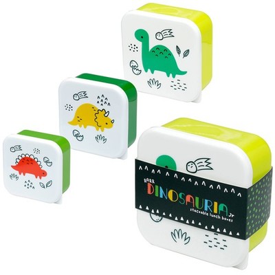 Puckator 3-tlg Brotdosen-Set Dinosaurier Jungen Kinder BPA-frei, luftdicht
