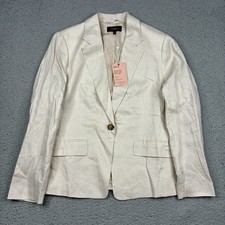 Quince Womens 100 European Linen Structured Blazer Medium Sand NWT