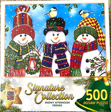 Master Pieces Puzzle; Snowy Afternoon Friends Signature Collection; 500 pc NEW