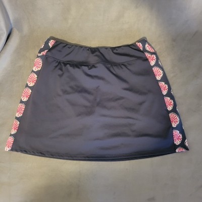 Tommy Bahama Golf Skort M Navy Pink Floral Patterned Side Panels  Pull On Pocket