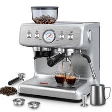 Espresso Machine with Built-in Grinder,Professional 15 Bar Espresso Maker