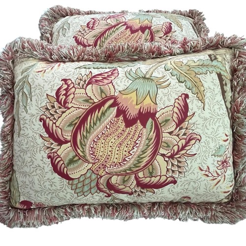 Rose Tree 2 Pillows Summerton Jacobean Floral Fringed Designer Cottagecore 15" - Picture 11 of 11