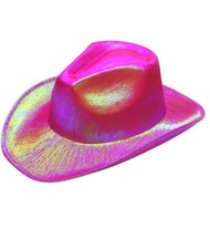 Pink Holographic Cowboy Hat for Women, Shiny Cowgirl Costume,Bachelorette Party