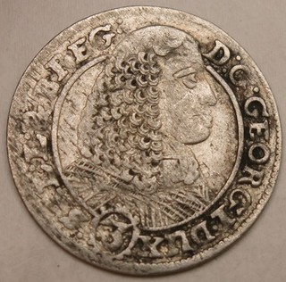 SILESIA LIEGNITZ BRIEG 3 Kreuzer 1661 EW Silver Georg III. VF 1158