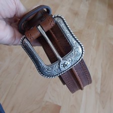 Ariat Men's Size 40 Brown Leather Belt patterned buckle A1019444 New