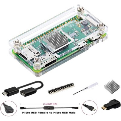 For Raspberry Pi Zero 2W/Zero W Case, 7 in 1 Basic Starter Kit, 20 Pin GPIO H...