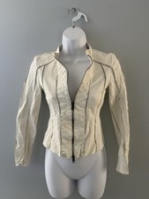 Giacca Moto Jennifer Tattanelli Casini Pelle Crema Taglio Laser Taglia XS (42)