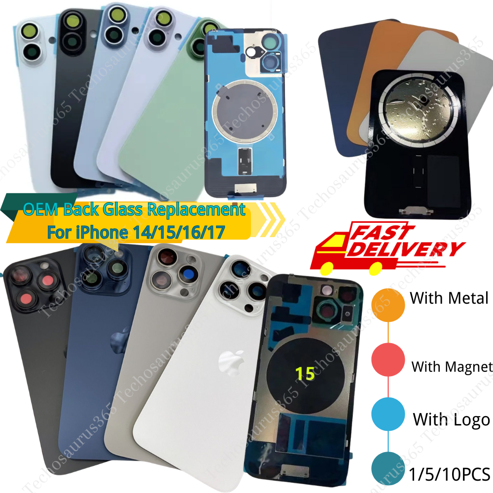 Lot Back Glass Replacement Metal & Magnet For iPhone 17/16/16e/15/14 ProMax Plus