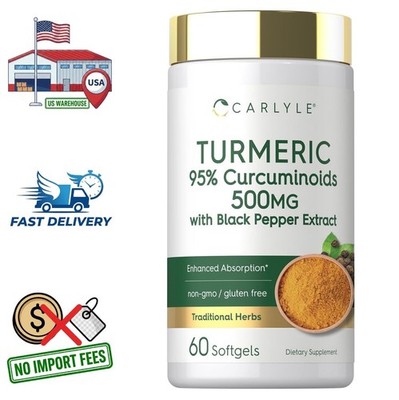 Cúrcuma Curcumina 500mg con Extracto de Pimienta Negra - 95 % de Curcuminoides