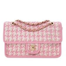 Chanel Small Woven Lambskin And Viscose Single Flap Women Pink One Size