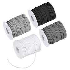 4-Pack 200 Yards 2.6mm Faux Suede Cord White, Light Gray, Dark Gray, Black