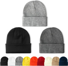 3 Packs Unisex Beanie Hats for Men Women Winter Knit Beanies