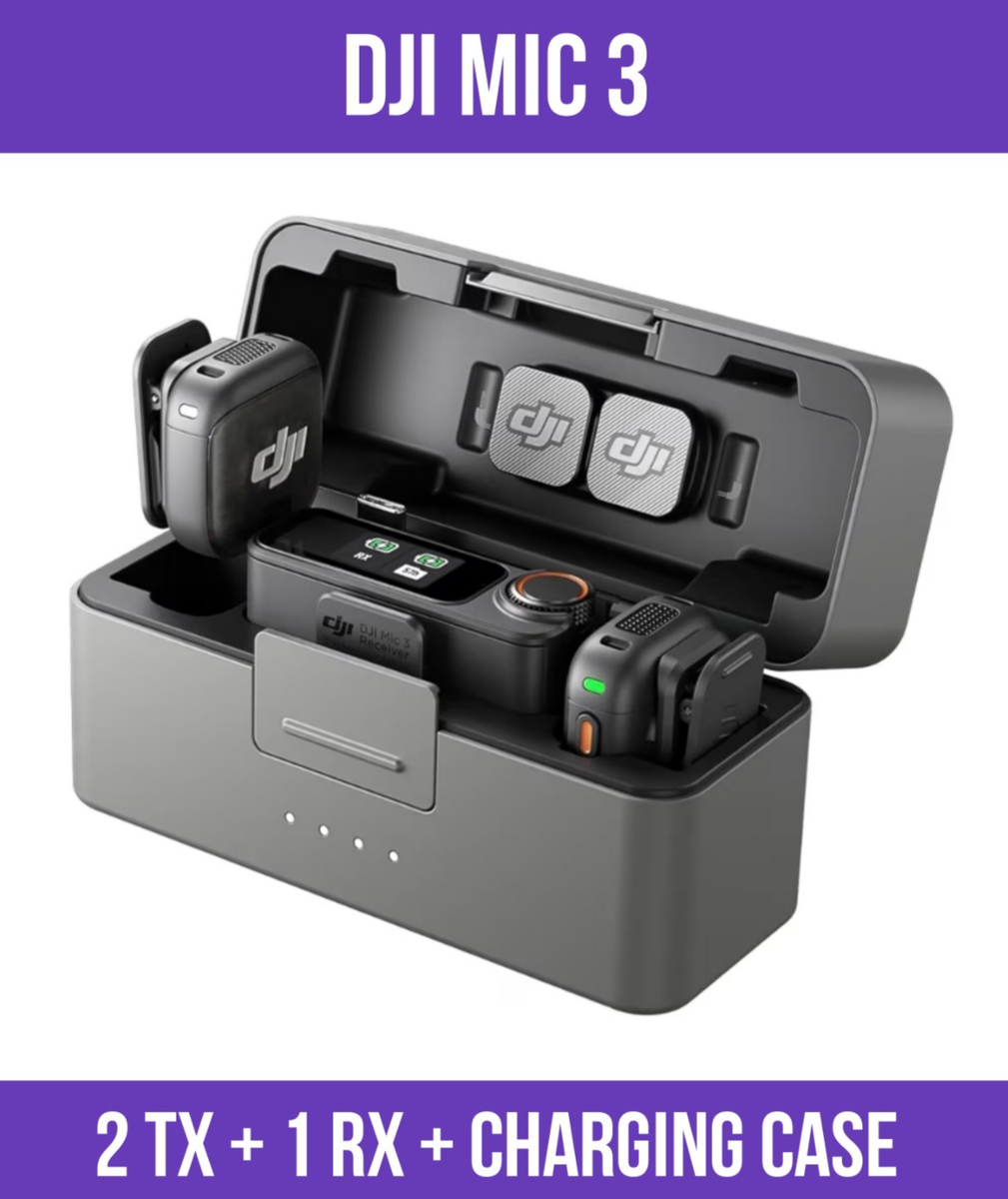 DJI Mic 3 (2 TX + 1 RX + Charging Case) Wireless Microphone for