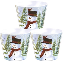 Christmas Snowman Cardinal Gift Basket Melamine Containers 3 ct Christmas Sale