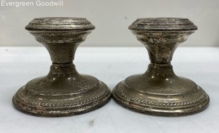 National Silver Co Weighted Sterling Silver Candle Holder Pair 240 Grams