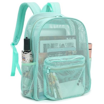 Green Mesh Backpack for Girls Semi-Transparent School Bookbag See Through Bea...