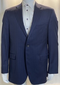 Jack Victor Exclusive Collection Sports Coat Blazer 42L 100% Wool Blue Stripe