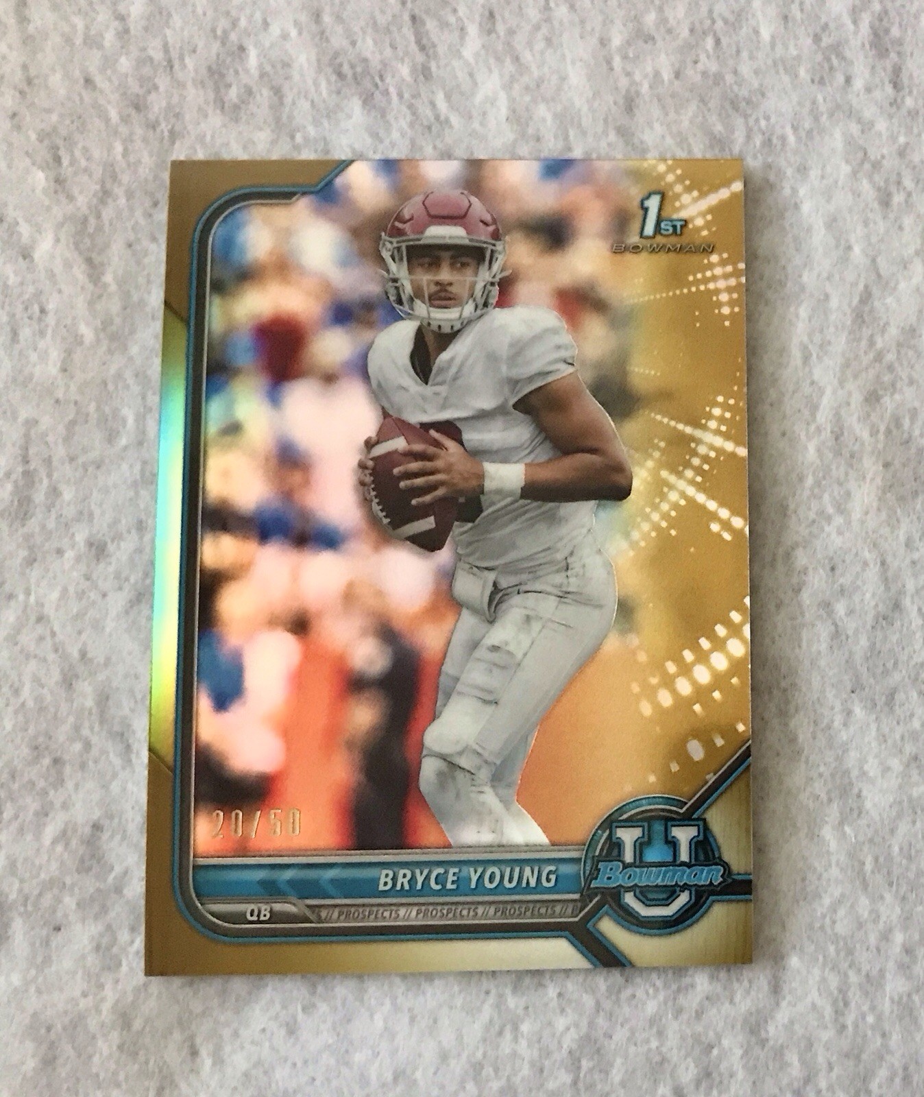 Bryce Young 2021-22 Bowman University Chrome First 1st - Gold Refractor 20/50 RC