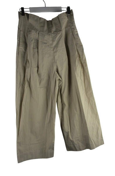 COS Beige High-Waisted Pleated Wide-Leg Cropped Trousers Size 38 Like New