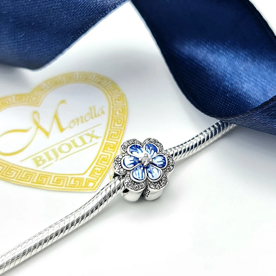 CHARM ARGENTO 925 Fiore Zircone Rosa Portafortuna - Immagine 4 di 4