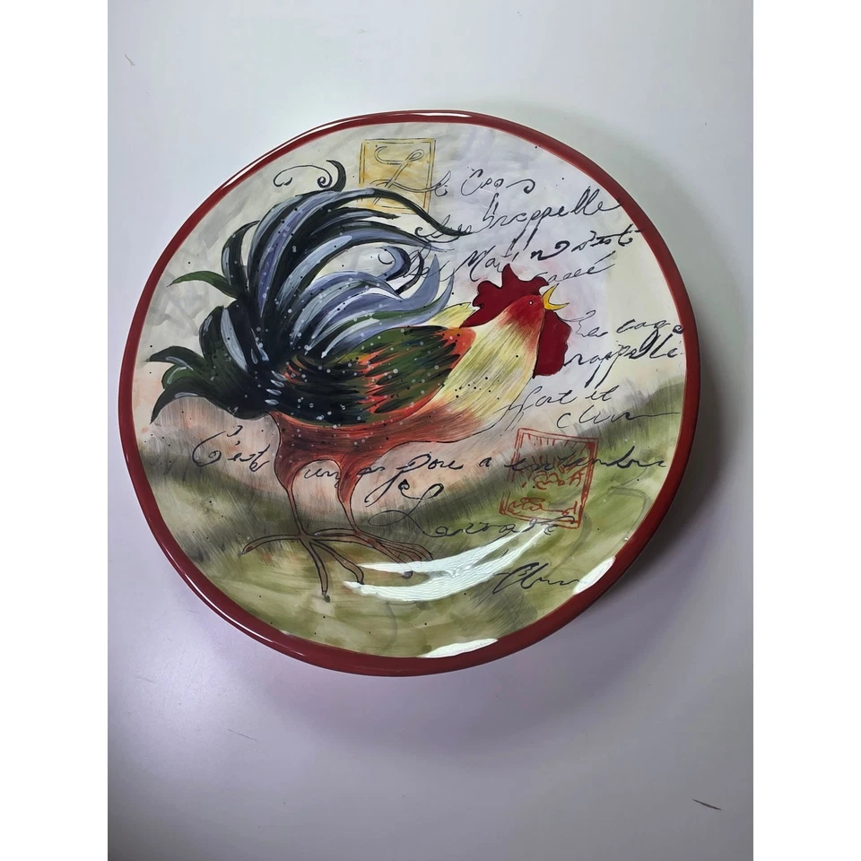 Juego de 3 platos de cena de 11" Susan Winget Rooster Country certificado internacional Foto 4 de 4