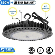150W LED High Bay Light Warehouse Industrial Commercial UFO Lamp Dimmable 5000K