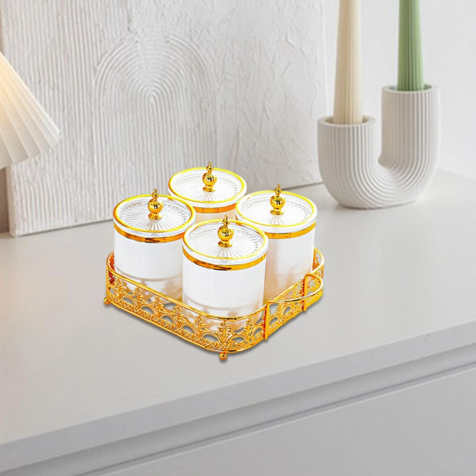 Condiment Jars Food Storage Containers Elegant Multipurpose Lidded Decoration