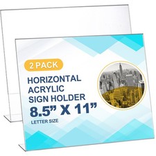 Sanwuta 2 Pcs Horizontal 8.5 x 11 Inch Acrylic Sign Holder Clear Plastic Sign...