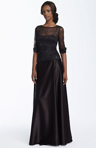 NEW JS COLLECTIONS Satin Gown with BEADED LACE BODICE SIZE 6 BLACK | eBay