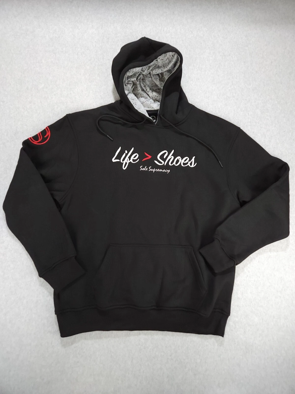 Sweat à capuche Life Sneaker Head vintage chaussures fans taille XL noir graphique NEUF 