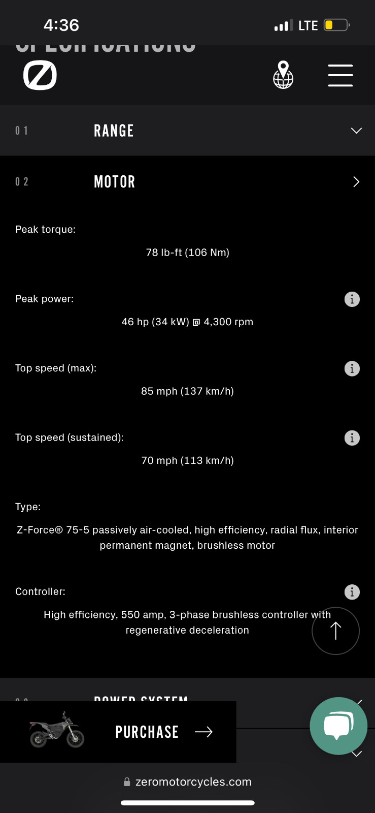 ZERO   motorcycle Fx 75-5  electric motor ( brand new )