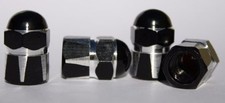 Anodized Aluminum Alloy Valve Stem Cap 4 Pack Set Black 2 Tone Dress Up Kit New Anodized Aluminum Alloy Valve Stem Cap 4 Pack Set Black 2 Tone Dress Up Kit New