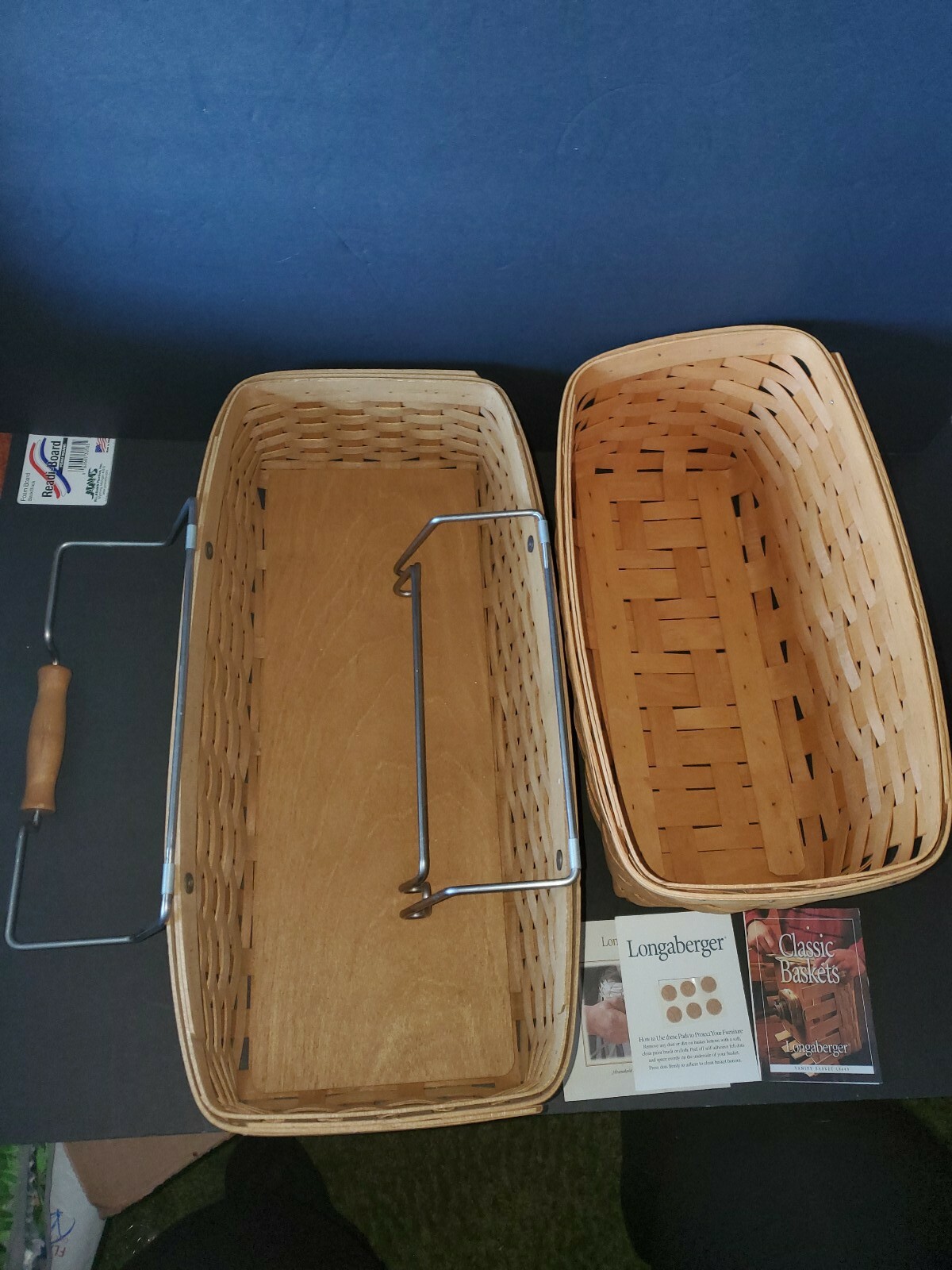 2 Longaberger Household Caddy Basket Tool Carrier and Vanity Baskets