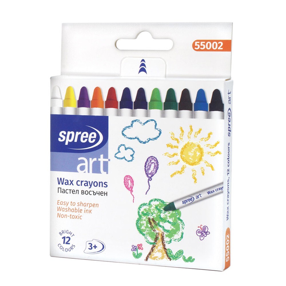 12Pcs Wax Crayons Drawing Colouring Kids Toddlers Art Craft Stationery 3+ Sensor