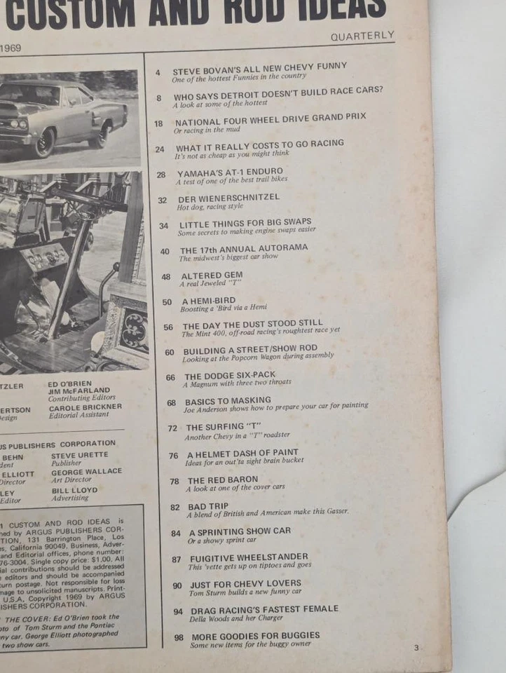 1001 Custom and Rod Ideas Magazine Mid Summer 1969 - Image 2 of 2