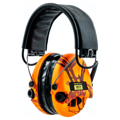 Sordin Supreme Pro-X LED  Kapsel-Gehörschutz - Lederband Gelkissen & Orange Cups