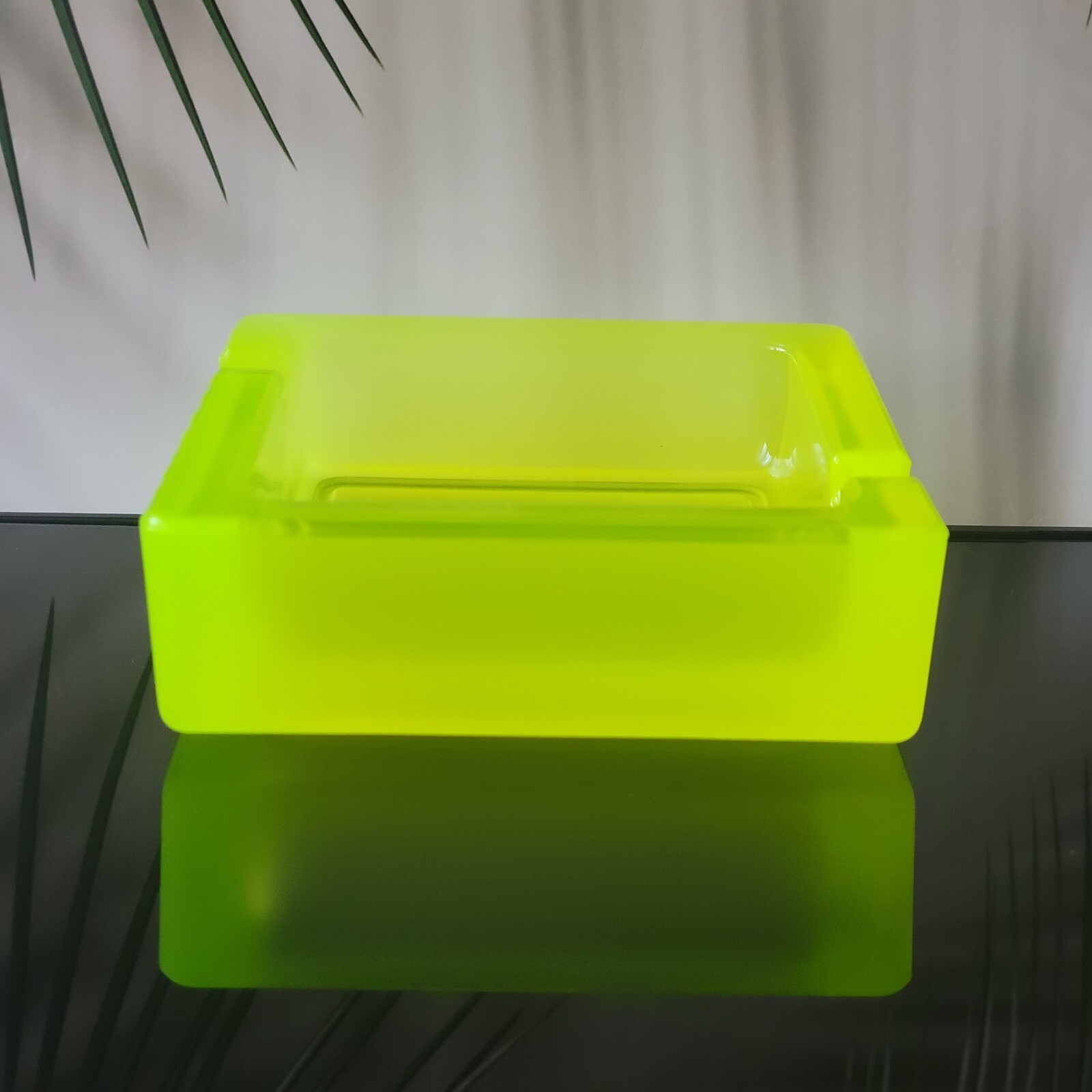 Uranium Glass Ashtray ARt Deco Vaseline Frosted Yellow Glass Plate