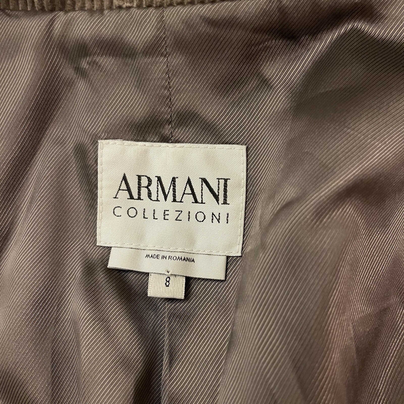 Armani Collezioni Light Brown Corduroy Moto Zip Jacket Size 8 Pockets