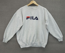 Vintage FILA Crewneck Sweatshirt Gray Long Sleeve Shirt Pullover Mens Size M
