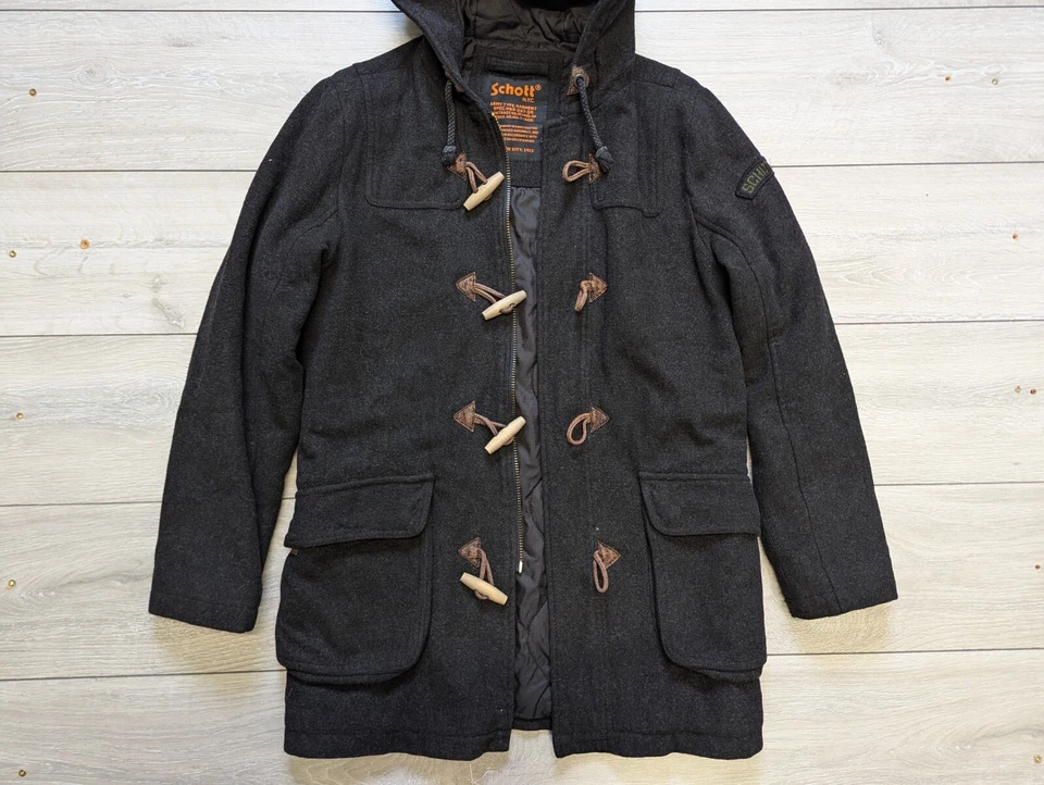 Abrigo de Lona Schott NYC Tipo Ejército Prenda EE. UU. Abrigo Pequeño Foto 3 de 4