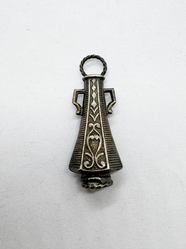 ANTIQUE SILVER BERBER GEM SET CHARM PENDANT ETHNIC NATIVE BUDDAH MOROCCO