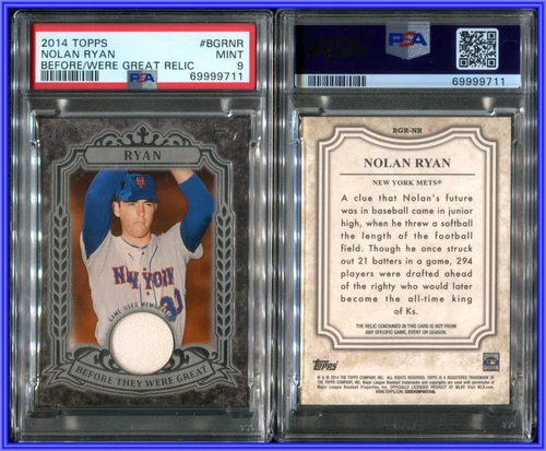 PSA 9 2014 Topps Before They Were Great Relics #BGRNR Nolan Ryan /25 POP1 None↑