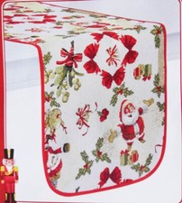 Centrotavola quadrato Natalizio 100x100 cm in tessuto Gobelin. Dis. Babbo Natale