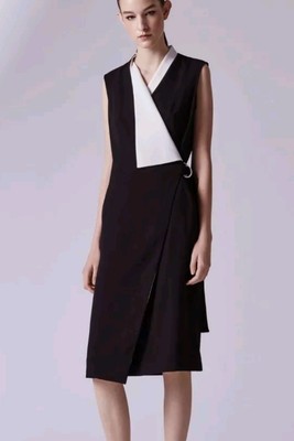 Adolfo Dominguez Wrap Dress Bi Colour Cross Black White Size EU 36  REF ##