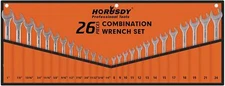 HORUSDY 26pcs Combination Wrench Set with Roll-up Pouch SAE & Metric Wrench Kit