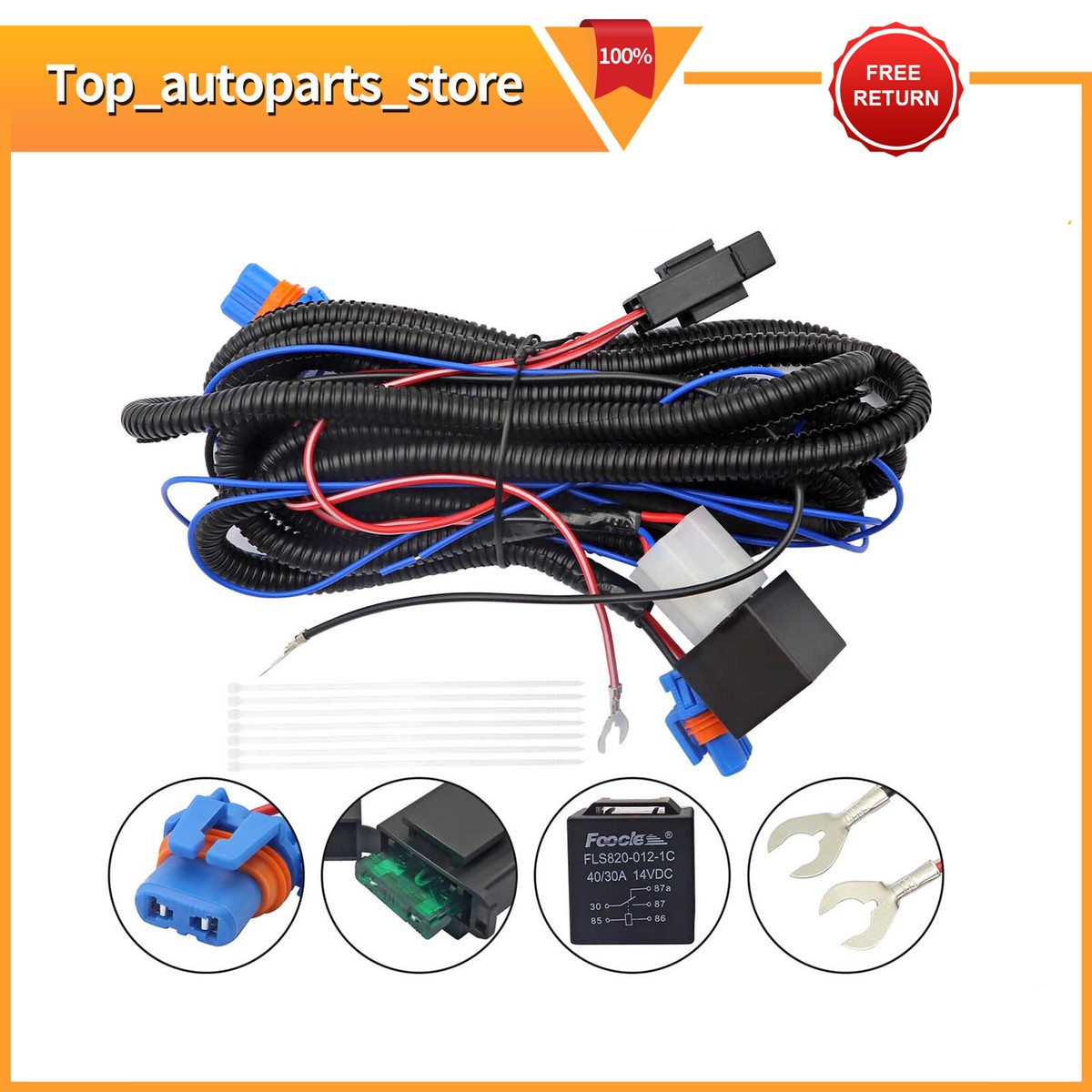 Fog Light Wiring Harness Black Kit Replacement for Chevy Silverado 1500 2500 2003-2006 and 2007 Classic